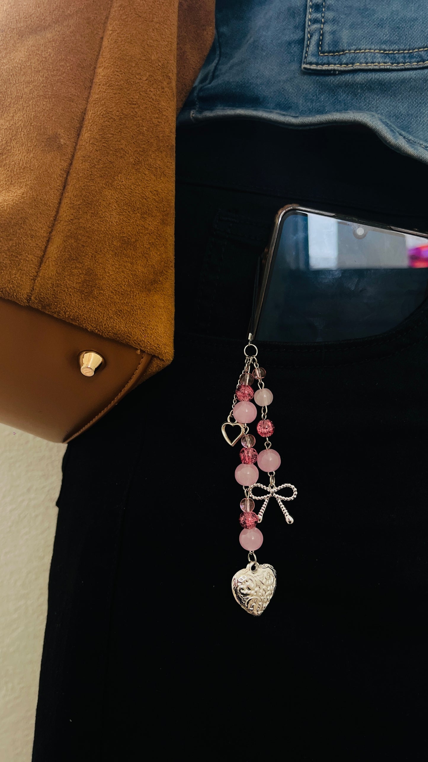Rosy Ribbon Phone Charm
