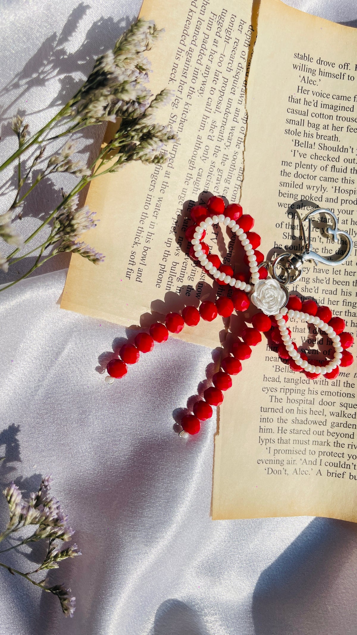 Blush Rose Bow Bag Charm