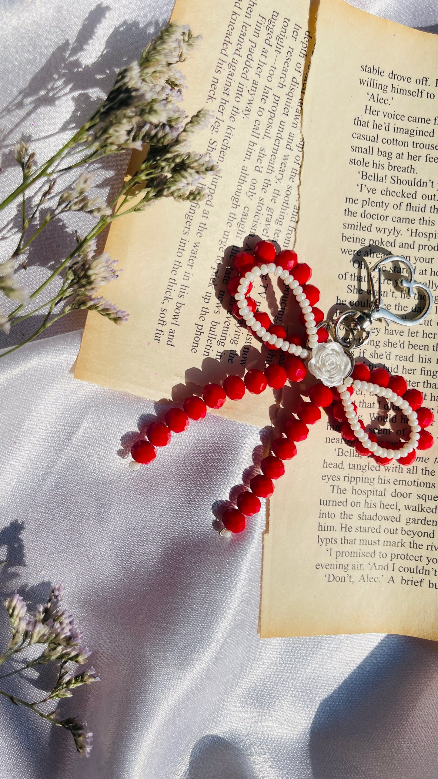 Blush Rose Bow Bag Charm