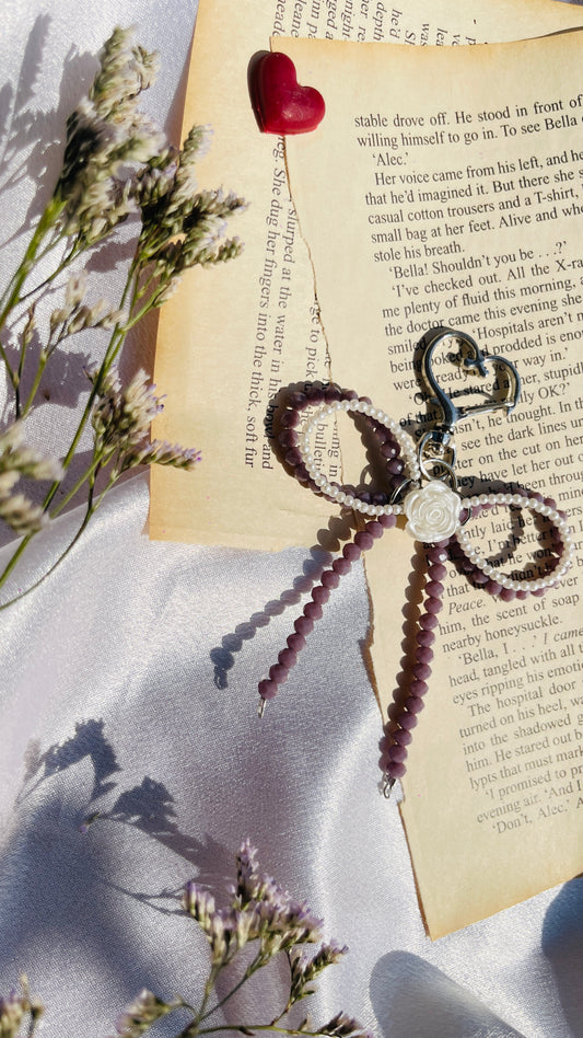 Scarlet Rose Bow Bag Charm