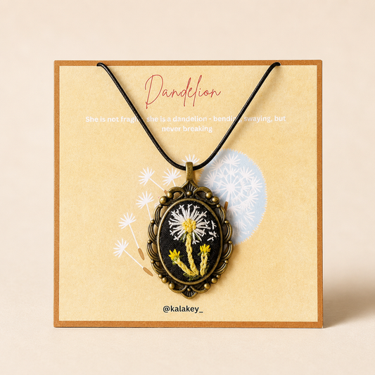 Dandelion Wish Embroidered Necklace