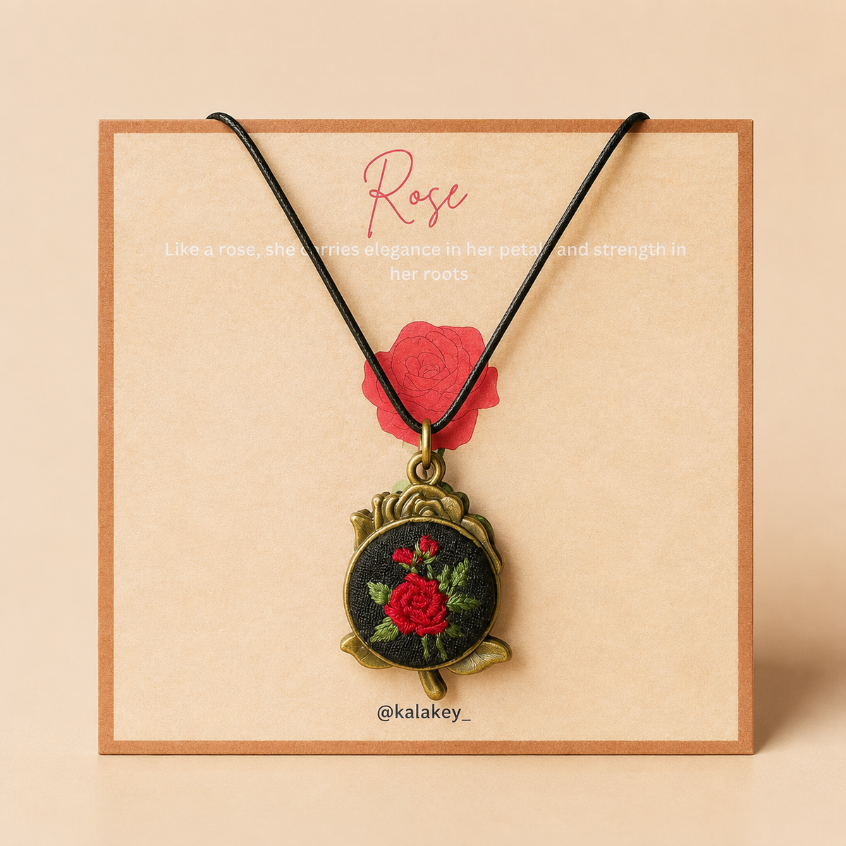 Vintage Rose Garden Embroidered Necklace