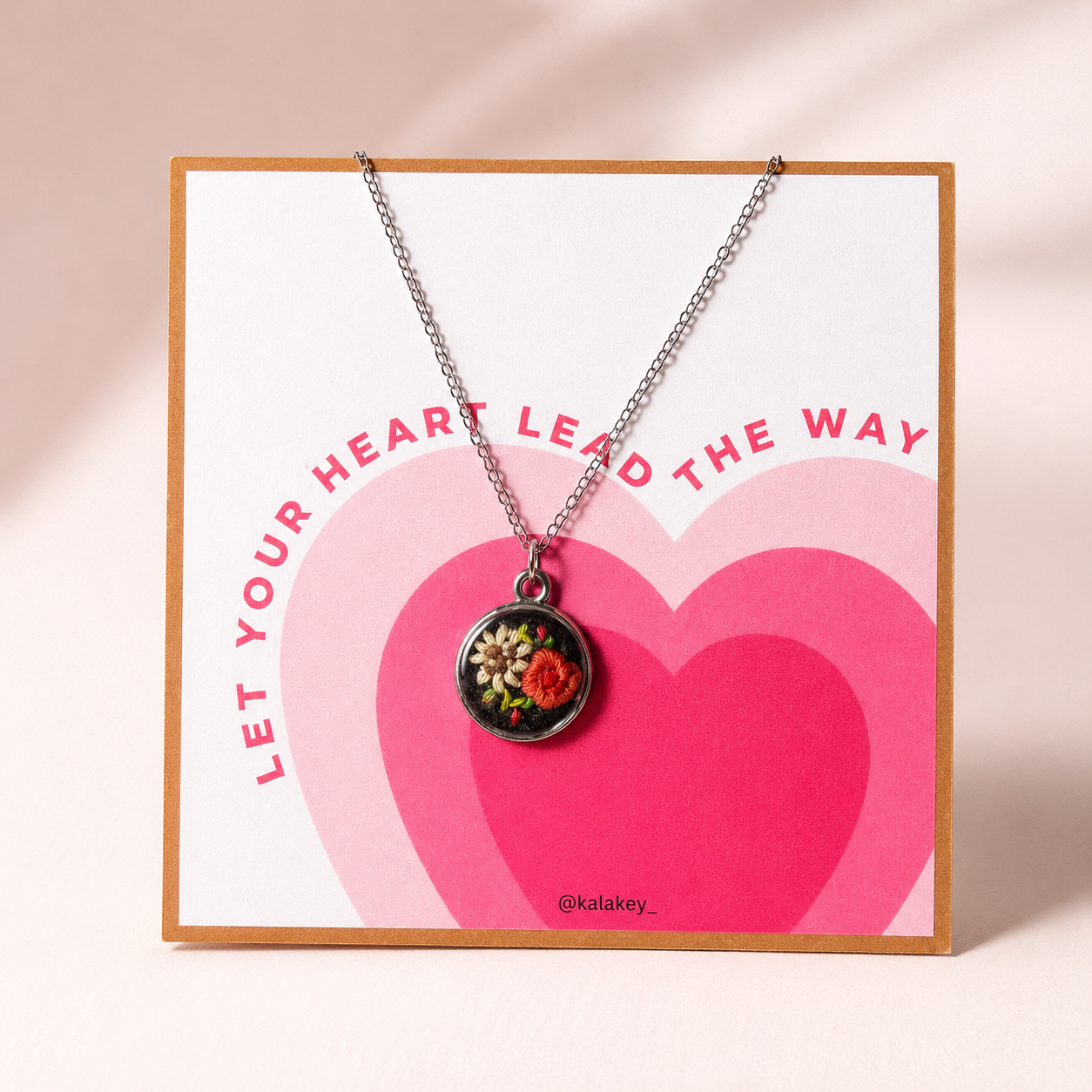 Heart-Led Floral Embroidered Necklace