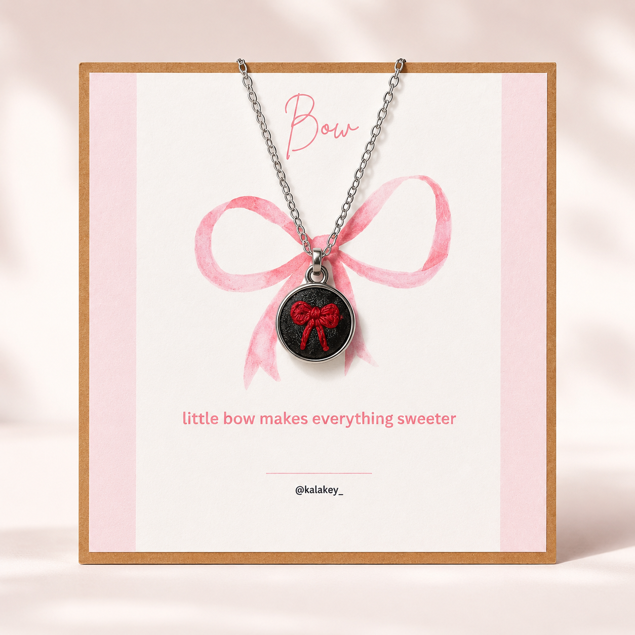 Sweet Bow Embroidered Necklace
