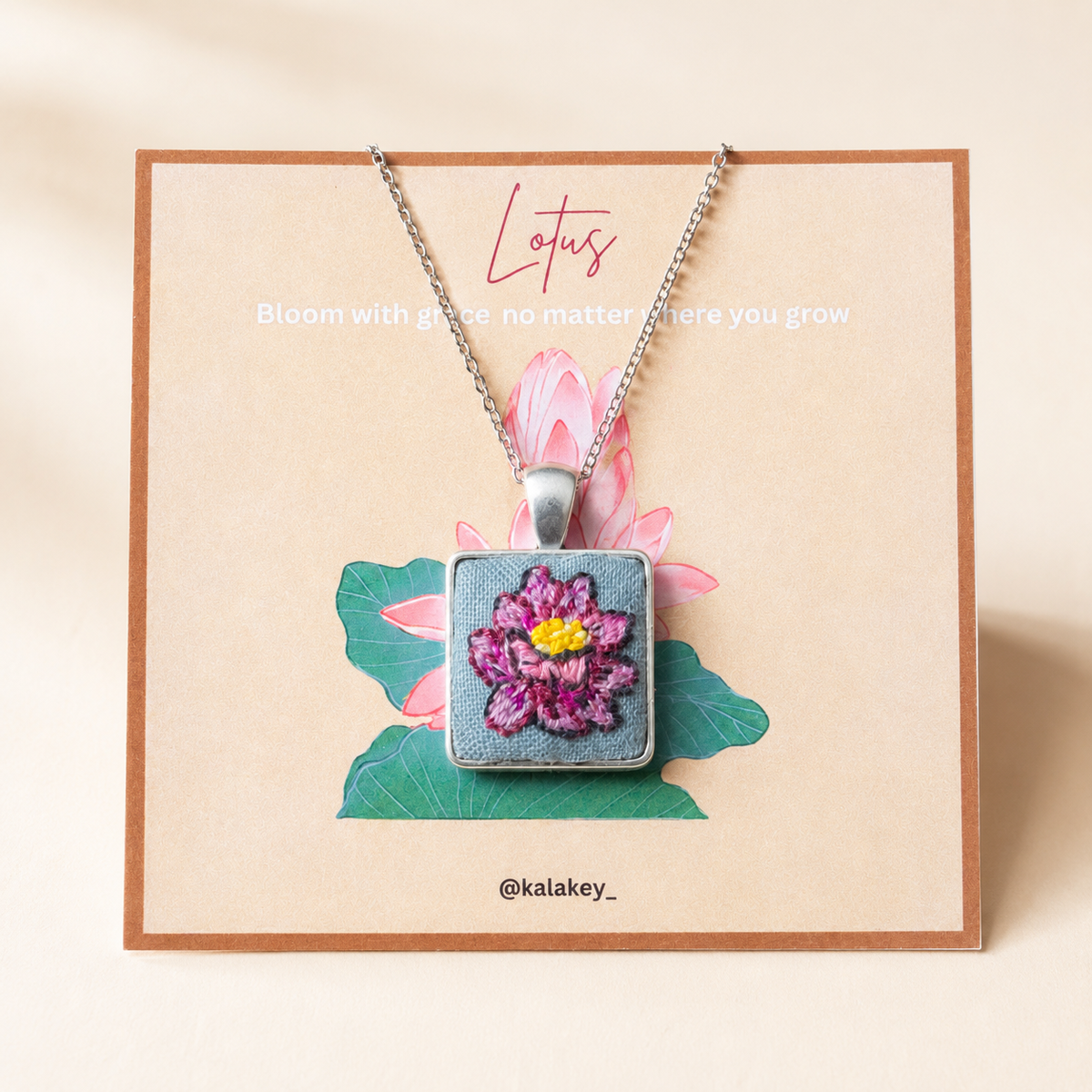 Lotus Bloom Embroidered Necklace