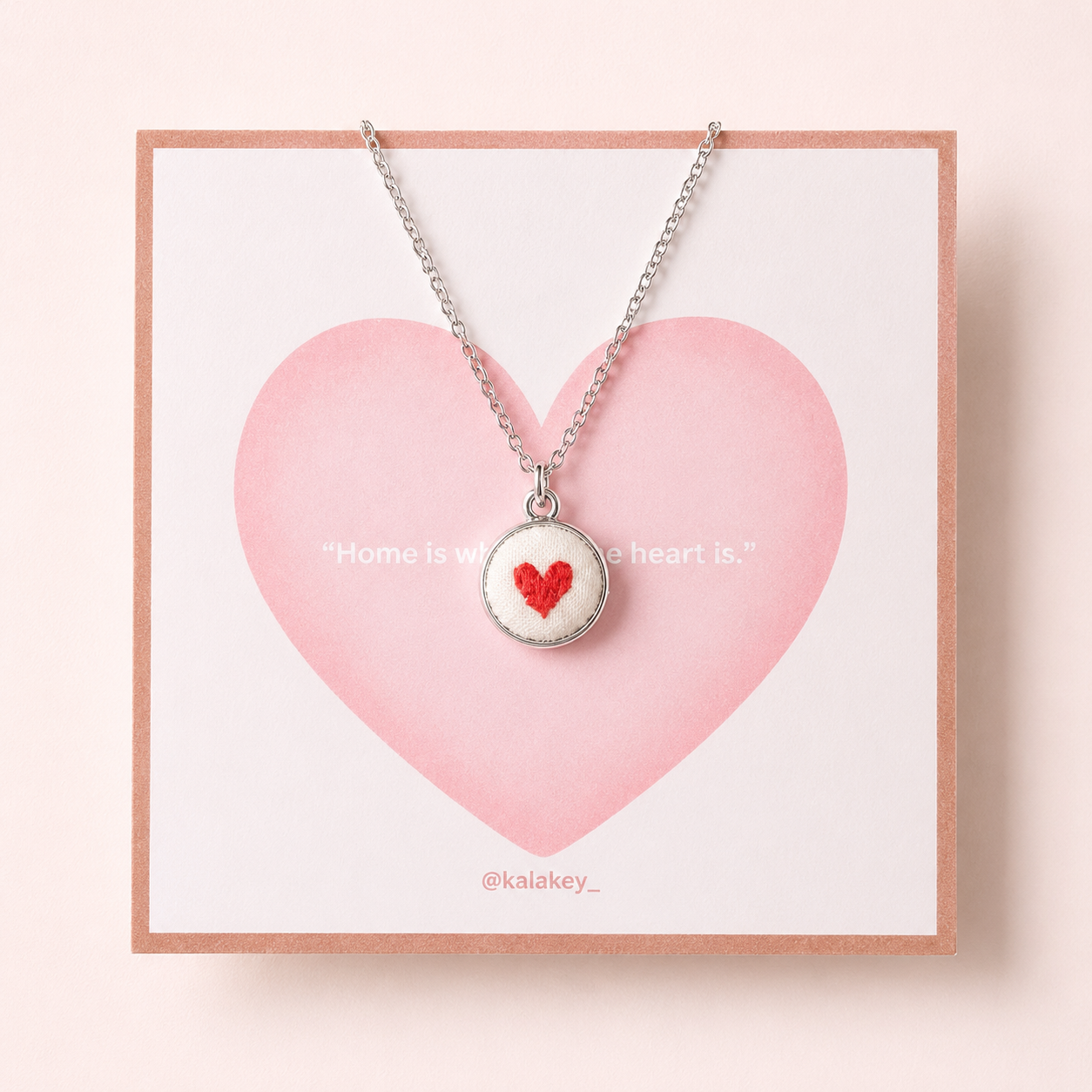 Little Love Heart Embroidered Necklace