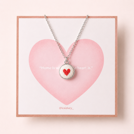 Little Love Heart Embroidered Necklace